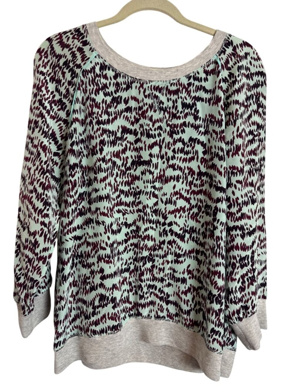 100% Silk Essentiel Antwerp Women's Blouse Top Fall Mint Size Large Teacher
